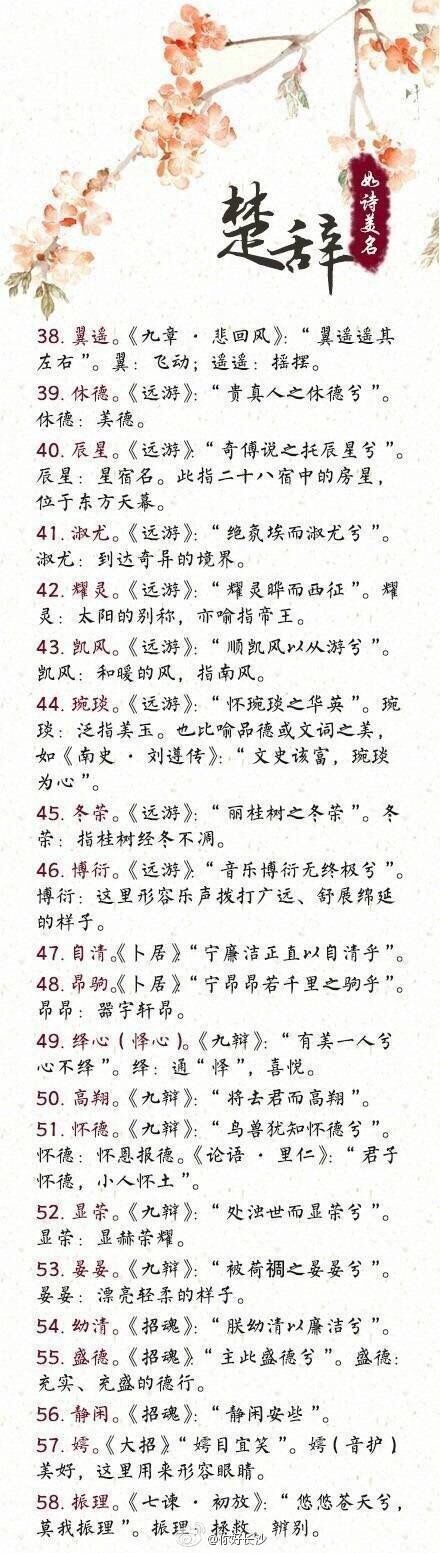 楚辭起名,詩經(jīng)楚辭取名