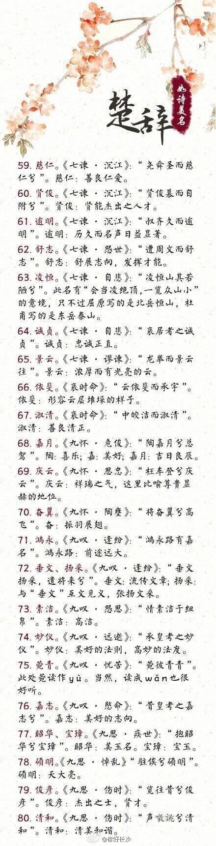楚辭起名,詩經(jīng)楚辭取名
